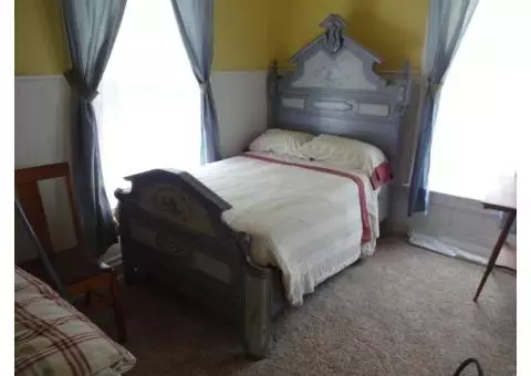 Antique bed, boxspringand mattress